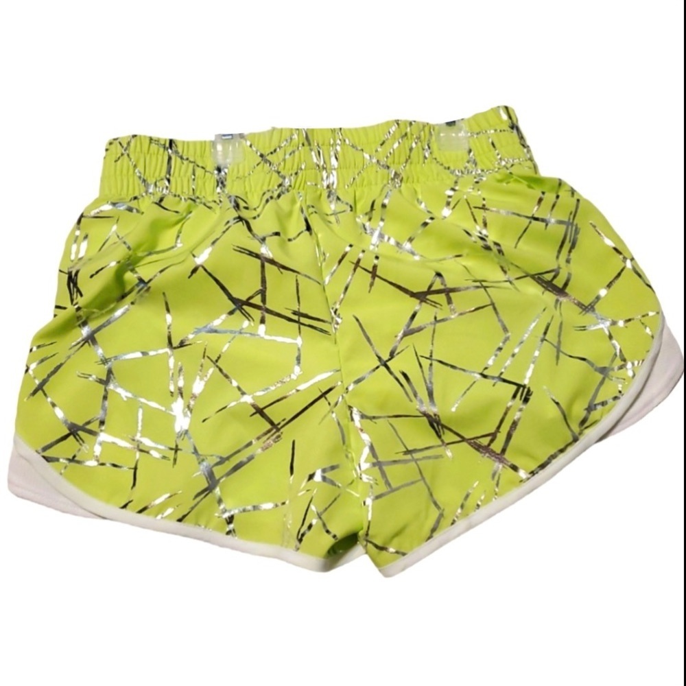 Athletic Works Girls Active Running Shorts Green/Silver Size Large (10-12)